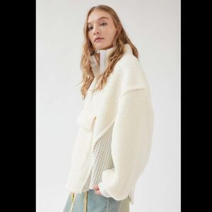 BDG UO Urban Outfitters Kas Sherpa Pieced Sweatshirt Plum
